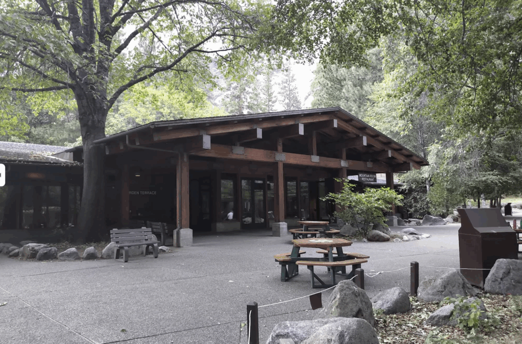 outside of lodge in Yosemite